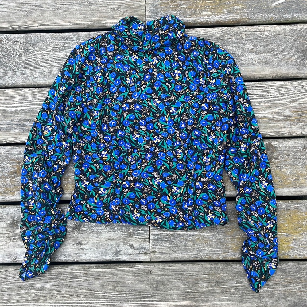 Zara Turtleneck Floral Blouse